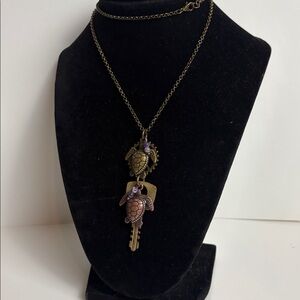 Turtles Vintage Key Unique Necklace amethyst NWOT
